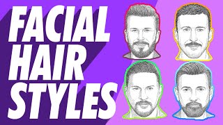 Best Men’s Facial Hair amp Beard Styles or Types For Your Face Shape Mustache Goatee Beard Stubble [upl. by Worthington599]