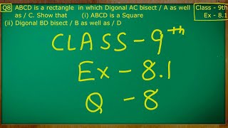 Class  9th Maths  Quadrilaterals  Ex 81 Q no 8 solved ncert cbse [upl. by Imiaj449]