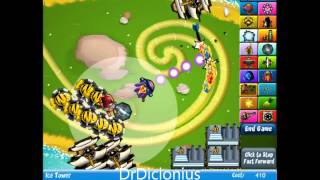 Bloons Tower Defense 4 Expansion  Track 1 Walkthrough  Hard  No Lives Lost [upl. by Irmina]