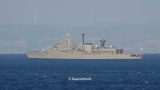 Hellenic Navy Frigates and Support Vessel during Parmenion 23 at Chios island in east Aegean Sea [upl. by Soilisav488]