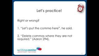 Using Periods amp Commas in Quotations Madison College Writing Center [upl. by Bruning]