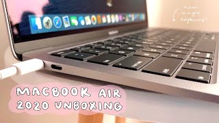 unboxing the macbook air 2020 space gray 💻 📦 [upl. by Queston]