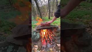 bushcraft camping food cooking outdoorcooking steak [upl. by Zita391]