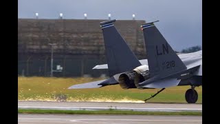 F15E arrestor hook landing RAF Lakenheath 16 July 2024 f15 raflakenheath usaf tailhook [upl. by Damarra]