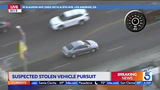 Authorities chase stolen vehicle suspect in LA County [upl. by Eniortna]