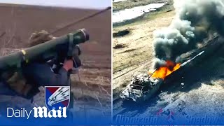 Russian tank graveyard Ukrainians obliterate armour near Tonenke with Javelins and drones [upl. by Ayila]