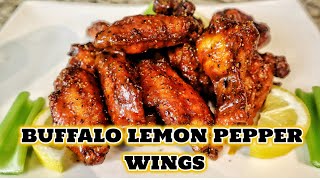 Buffalo Lemon Pepper Chicken Wings In Deep Fryer  Easy Chicken Wings Recipe [upl. by Ahsemak]