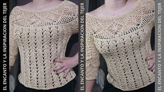 quotSIN COSTURASquot BRILLANTE BLUSA A CROCHET MKALI TALLA GRANDE [upl. by Resee926]