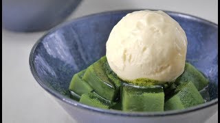 【お菓子作り】抹茶葛餅と白あんアイスの作り方 Matcha Kuzumochi ＆ Shiroan ice cream Recipe【eng sub】抹茶葛餅と白あんアイス 作り方 [upl. by Haney]