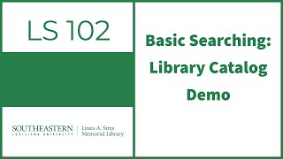 Basic Searching Library Catalog Demo [upl. by Nabatse]