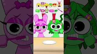 Sprunki PINK vs Green Emoji Eating Challenge MOOMOOSTUDIO sprunki pinkfood greenfood emoji [upl. by Symons]