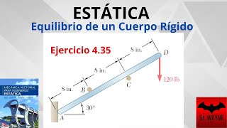 ESTÁTICA Equilibrio de un Cuerpo Rígido  Ejercicio 435 Beer and Johnston 9 ed [upl. by Setsero]