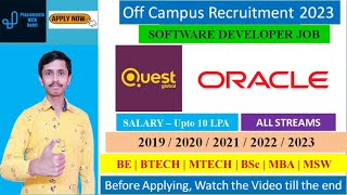 Oracle Recruitment 2023  Quest Global Recruitment 2023 for Freshers  Freshers Hiring 2023  Jobs [upl. by Akfir]