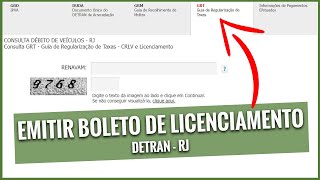 COMO EMITIR O BOLETO DE LICENCIAMENTO DE VEÍCULOS NO RJ PASSO A PASSO Detran RJ [upl. by Yvan]