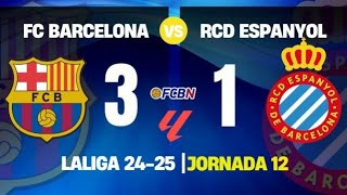 ALL GOALS  BARCELONA 31 RCD ESPANYOL  J12 LALIGA EA Sports 2024 [upl. by Rinaldo]