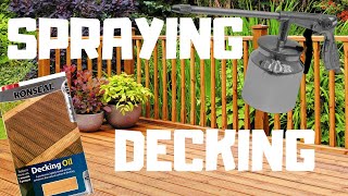 Spraying Ronseal Decking oil [upl. by Utta]