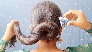 Only Clutcher ✨🎀 Juda Hairstyle At Home  Best Long Hair Bun Hairstyle For Women  Easy Hairstyles [upl. by Taft420]