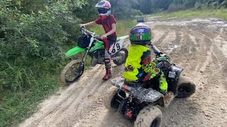 KID RIDES HIS 4 WHEELER ATV WITH DIRTBIKES AT CROOM MOTORCYCLE AREA OFF ROADING PARK VIDEO 9 [upl. by Newlin]