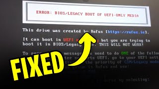 How to Fix Error BIOS Legacy Boot of UEFI Only Media 2024 UPDATE [upl. by Aneehsirk]