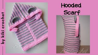 How to Crochet a Hooded Scarf with Ears  Chart for All Sizes [upl. by Soloman]