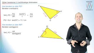 Tangens  zijden berekenen in rechthoekige driehoeken  WiskundeAcademie [upl. by Haldas]