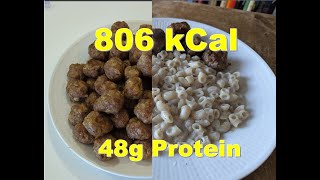 Air fryer meatballs and Stewed macaroni 806 kCal 48g Protein [upl. by Asselam205]