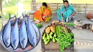 দাদু আজ প্রথমবার পিঁয়াজকলি দিয়ে সামুদ্রিক পারা মাছের রান্না খেলো সাথে চিংড়ি দিয়ে বেগুনের রেসিপি [upl. by Katlin]