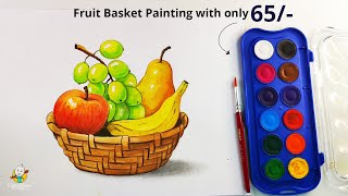 Fruit Basket Drawing Painting with Using Doms Watercolor Cake  Easy Step By Step [upl. by Anwat]