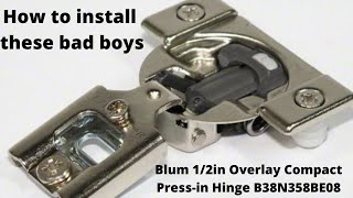 How to Install Blum Pressin Hinge Overlay Compact Slow Close Soft Close Cabinet Door Hinges [upl. by Inaluahek927]