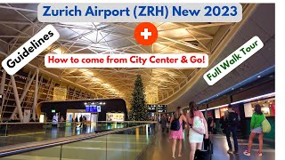 Zurich Switzerland Airport Guidelines and Walk Tour 2023 4K [upl. by Enileve]