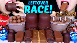 ASMR LEFTOVER DESSERT RACE GIANT CHOCOLATE MARSHMALLOW OREO EGGS MAGNUM MALTESERS MOUSSE CAKE 먹방 [upl. by Penelope]