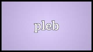 Pleb Meaning [upl. by Lazare]