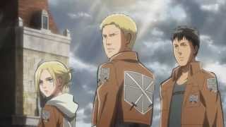 Attack on Titan Season 2 Episode 11 Mikasa VS Reiner amp Ymir 1080p HD [upl. by Rawden]