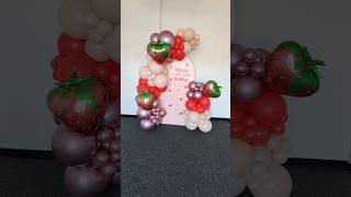 strawberry Shortcake Balloon Backdrop 🍓 shortsvideos balloonarch balloongarland [upl. by Hannover]