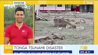 Cluster of eruptions expected Tonga communications go dark following tsunami 9 News Australia [upl. by Hassadah158]