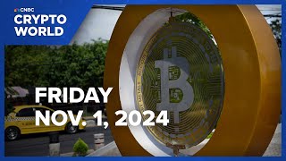 Bitcoin slips below 70000 after notching 12 gain in October CNBC Crypto World [upl. by Ettari]