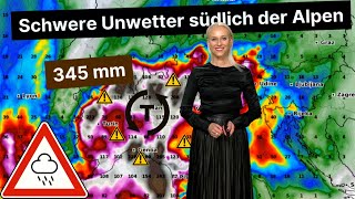 ⚠️🌧️UnwetterAlarm REGENFLUT südlich der Alpen Wetterkatastrophen NonStop in den Wetternews [upl. by Bathsheb]