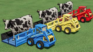 TRANSPORT with COLORS  GIANTS HOLSTEIN COWS on Mini Loaders  Farming Simulator 22 [upl. by Emoreg]