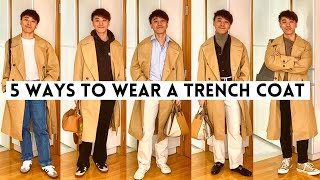 5 Ways To Wear A Trench Coat  Men’s Spring Outfits 2022 [upl. by Strawn]