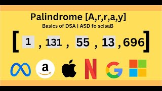 Palindromic Array  DSA Problem Solving  Basic [upl. by Aicrop]