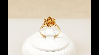 9ct Gold Honey Citrine Cluster Flower Ring 3507 [upl. by Harlamert]