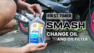 PAANO MAG CHANGE OIL AT OIL FILTER SA SUZUKI SMASH USING SHELL ADVANCE [upl. by Dorin]