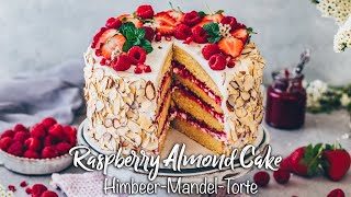 HimbeerMandelTorte Vegane Torte backen Ohne Eier Milch und Butter [upl. by Yrneh]