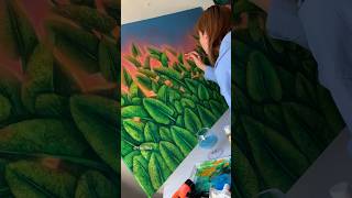 Sunrise painting  Sunset painting  Summer landscape painting  Leaf painting  Botanical Garden [upl. by Ileray]