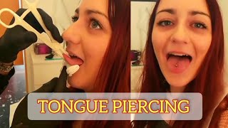 TONGUE PIERCING dont do it at home tutorial  piercing alla lingua [upl. by Retrak]