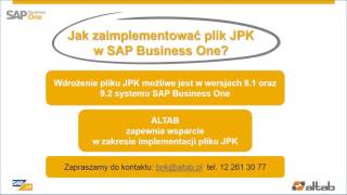 JPK  obsługa w SAP Business One [upl. by Vanya]