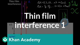 Thin Film Interference part 1  Light waves  Physics  Khan Academy [upl. by Htiaf]