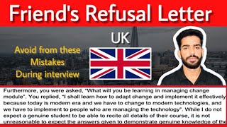 Uk student visa refusal Reasons  uk refusal letter  uk interview refusal [upl. by Neehsuan]