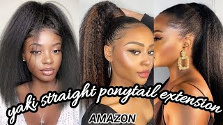 BEST SELLING Amazon Yaki Straight Ponytail Extension  PONYTAIL EXTENSIONS COMPILATION 2024 [upl. by Service]