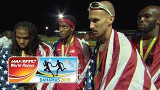 IAAF World Relays Bahamas 2015  4 Laps Men Team USA Gold [upl. by Akeimahs]